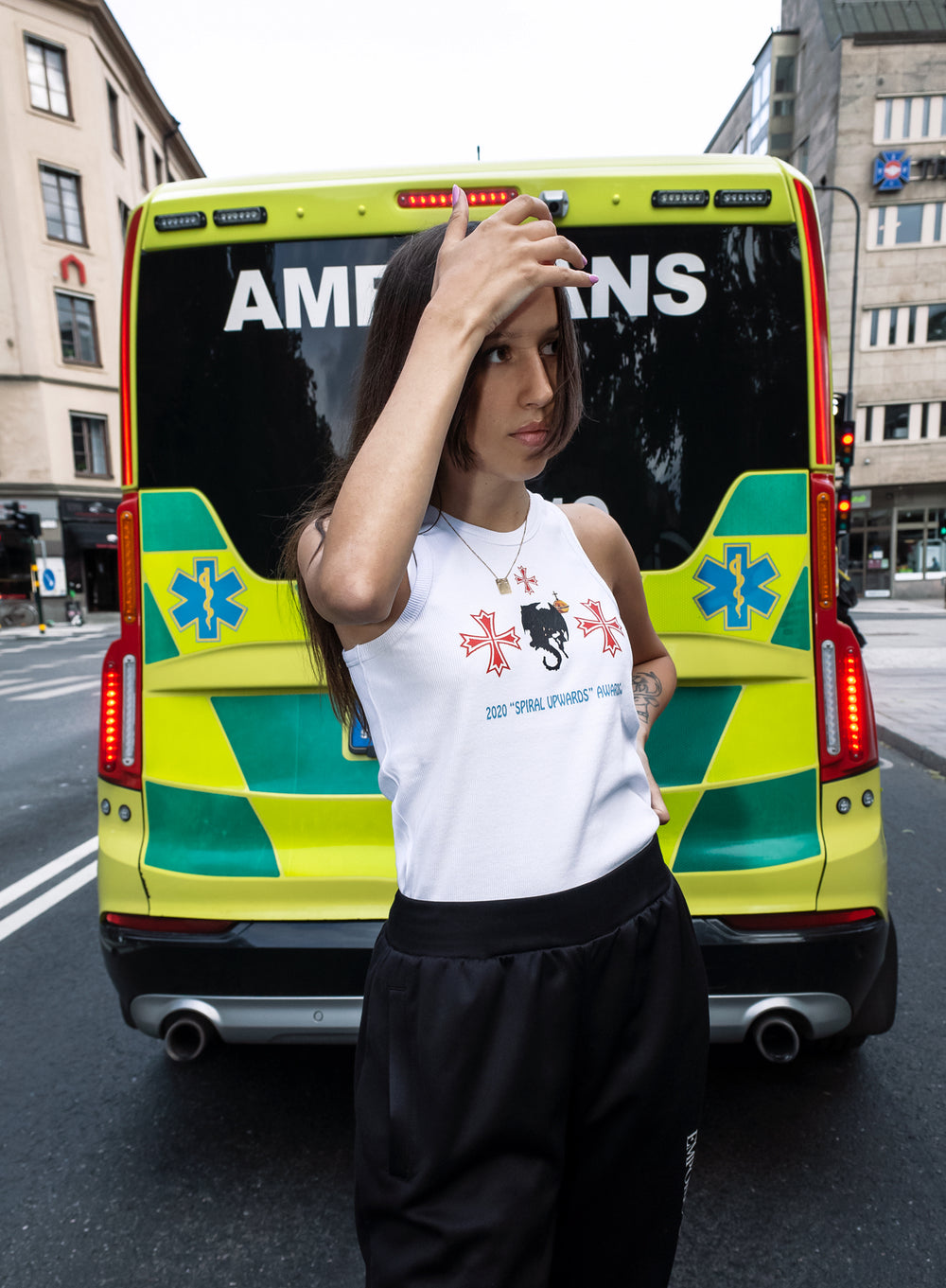 "Spiral Upwards Awards" White Tank Top