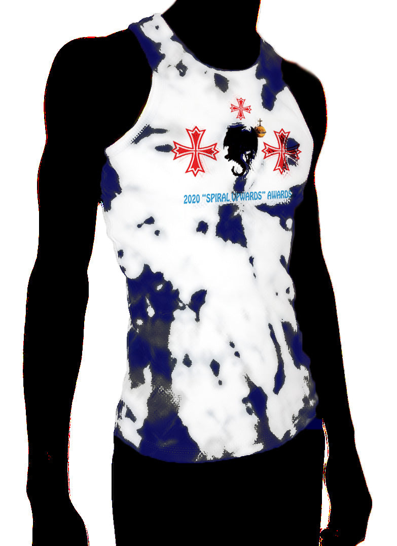 "Spiral Upwards Awards" Blue / Grey Tie Dye Tank Top